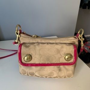 Coach Poppy Button Bag in Beige & Pink